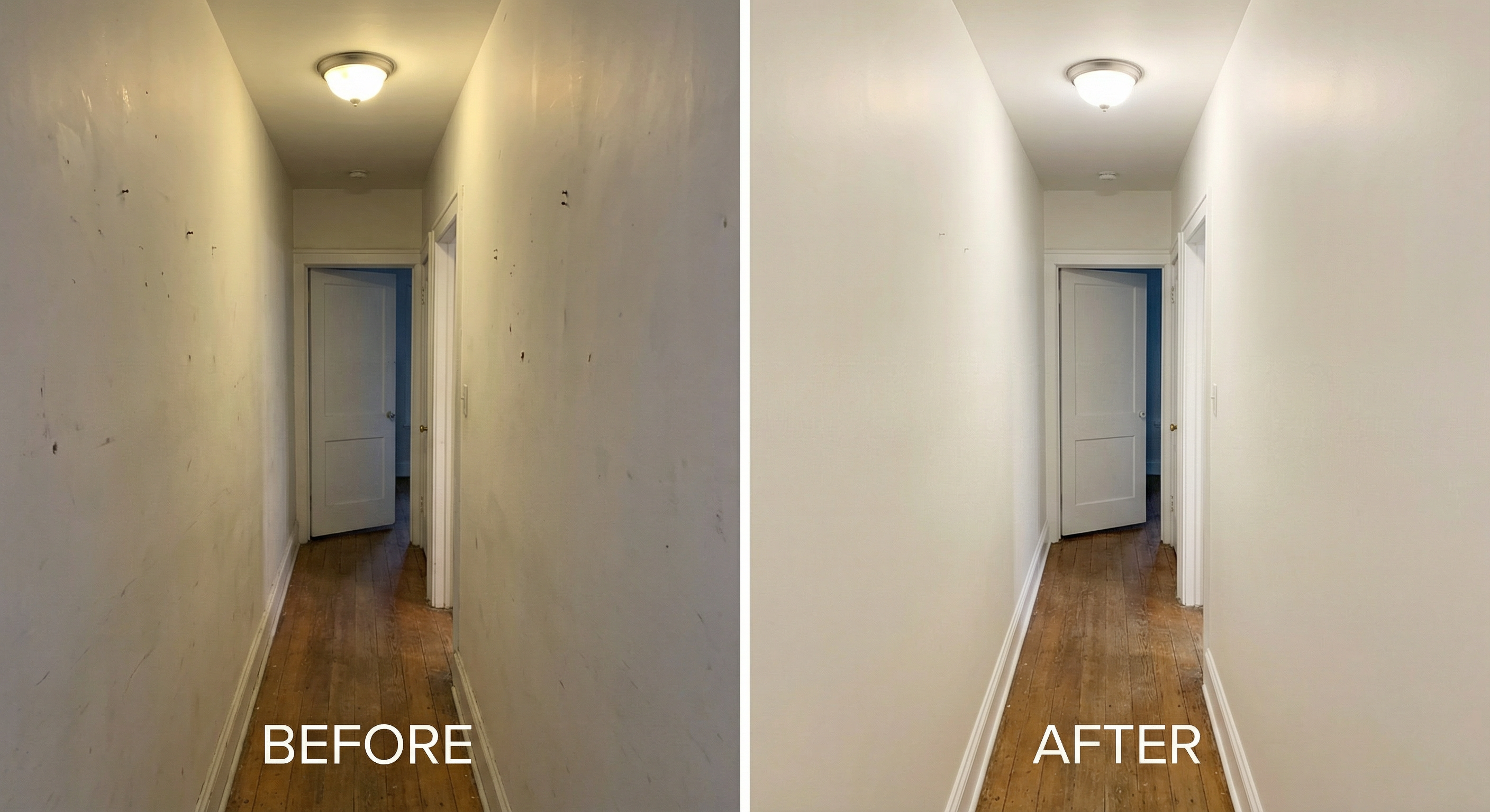Hallway restoration and painting in a DC row house by HomePro DMV Painters