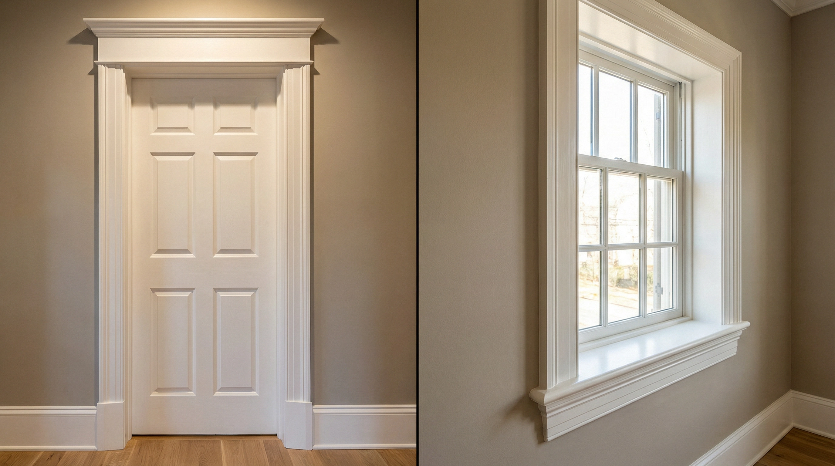 Door casing and window trim installation Washington DC — ornate door frame with crosshead and