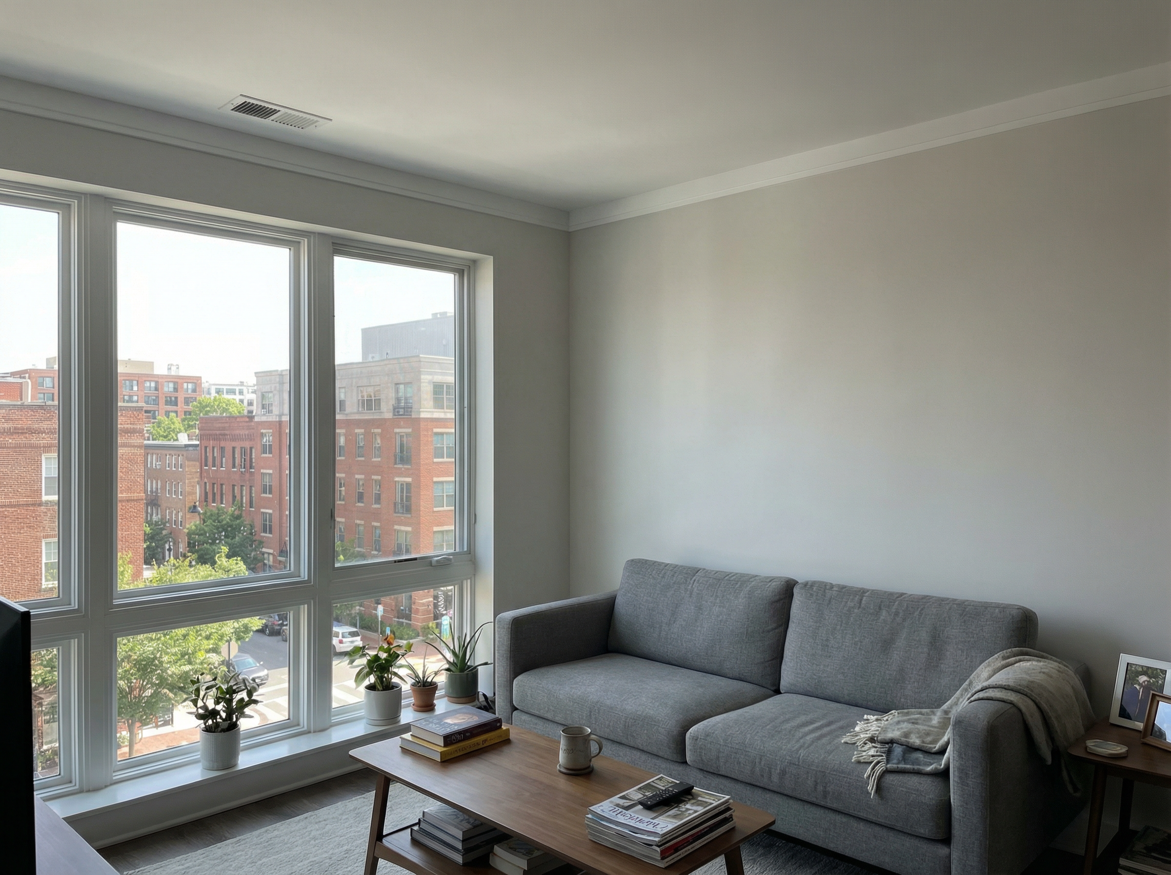 Modern clean-line crown molding in Washington DC condo — minimal profile by HomePro DMV Painters Modern clean-line crown molding in Washington DC condo — minimal profile by HomePro DMV Painters