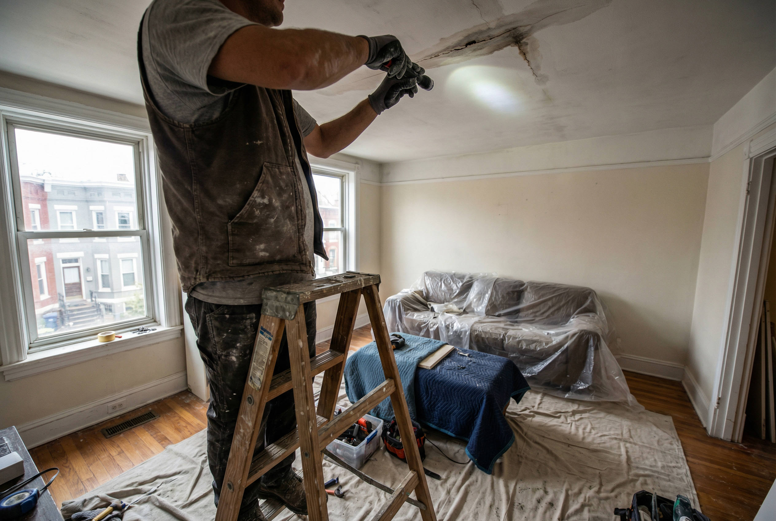 Ceiling plaster repair in a Kalorama DC estate by HomePro DMV Painters Ceiling plaster repair in a Kalorama DC estate by HomePro DMV Painters