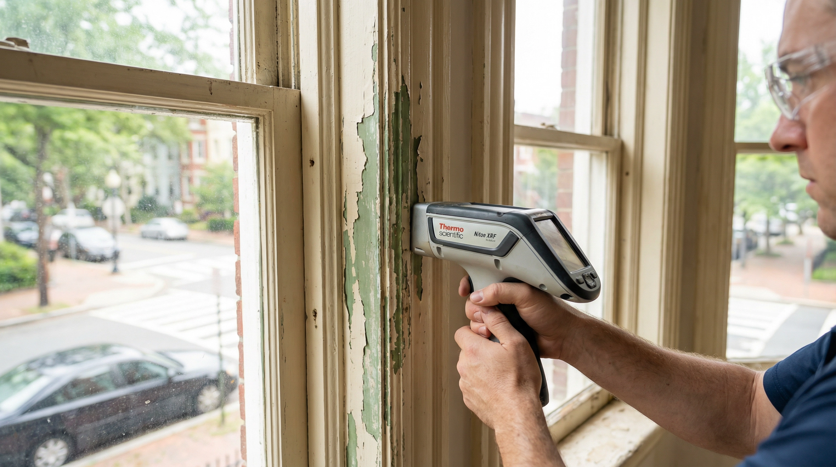 Lead paint XRF testing on window trim in Capitol Hill DC