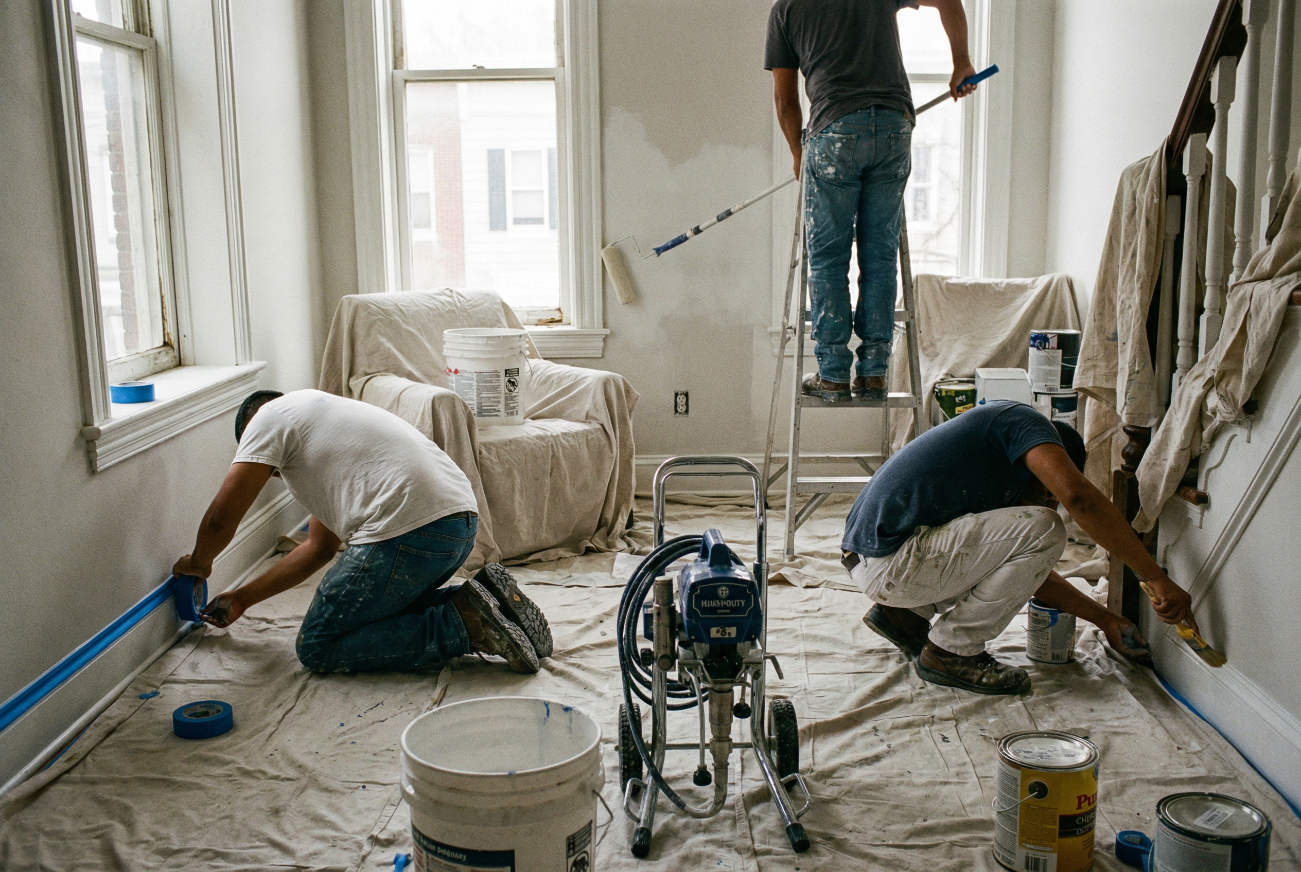 HomePro DMV Painters crew at work interior painting Washington DC home