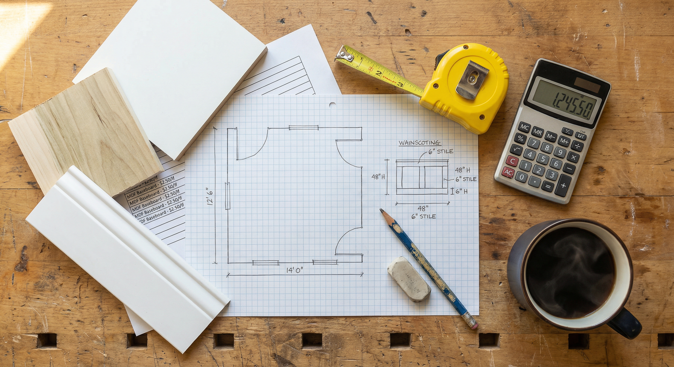 Professional measuring and marking for wainscoting installation in Washington DC — precision