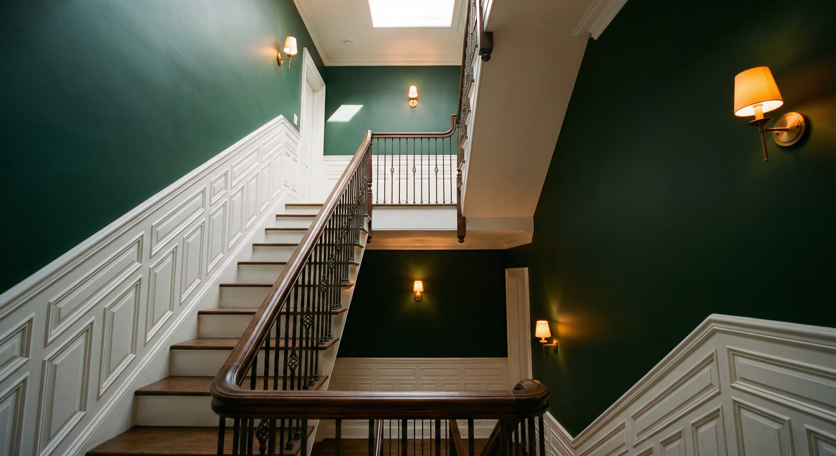 Staircase wainscoting in a Washington DC Capitol Hill Victorian row house — raised panel