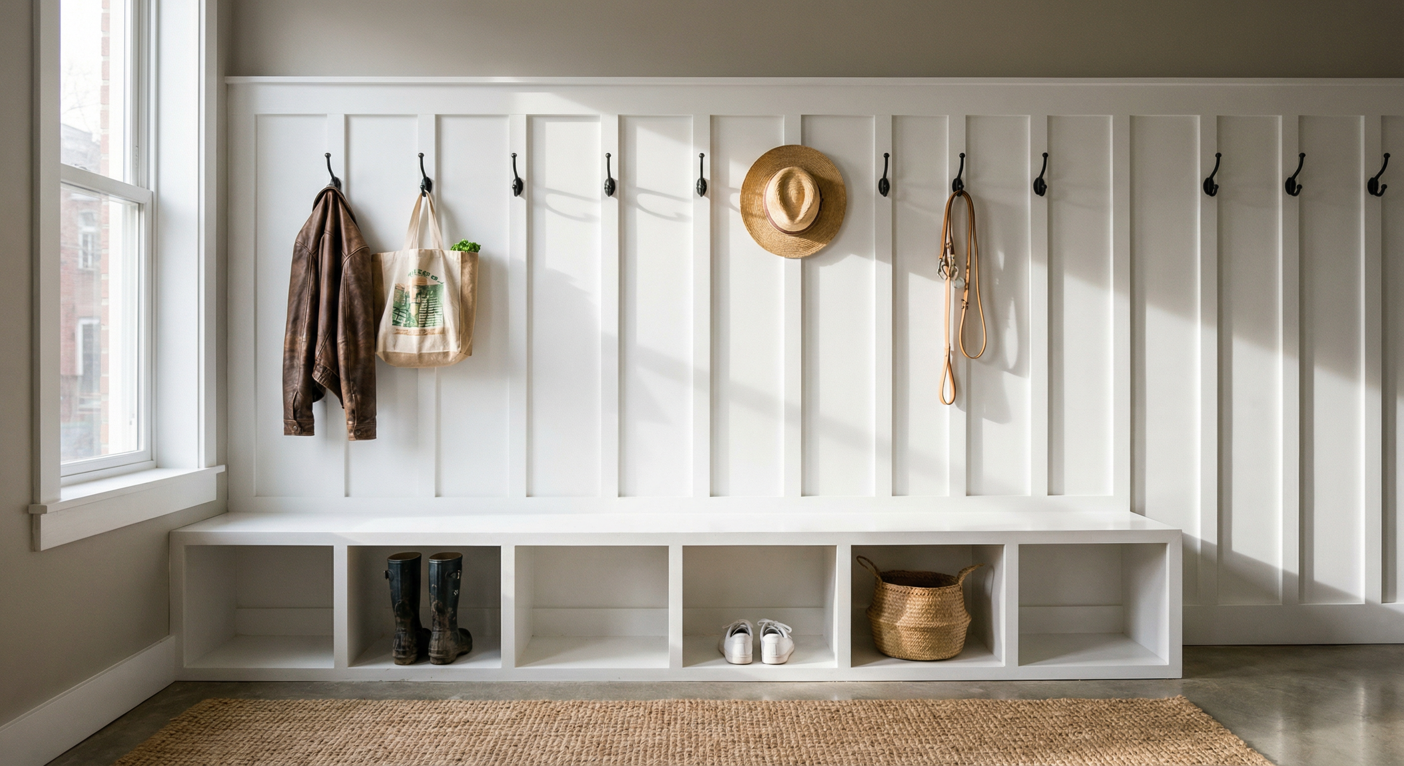 Board and batten wainscoting in a DC living room with warm neutral walls by HomePro DMV Painters Board and batten wainscoting in a DC living room with warm neutral walls by HomePro DMV Painters