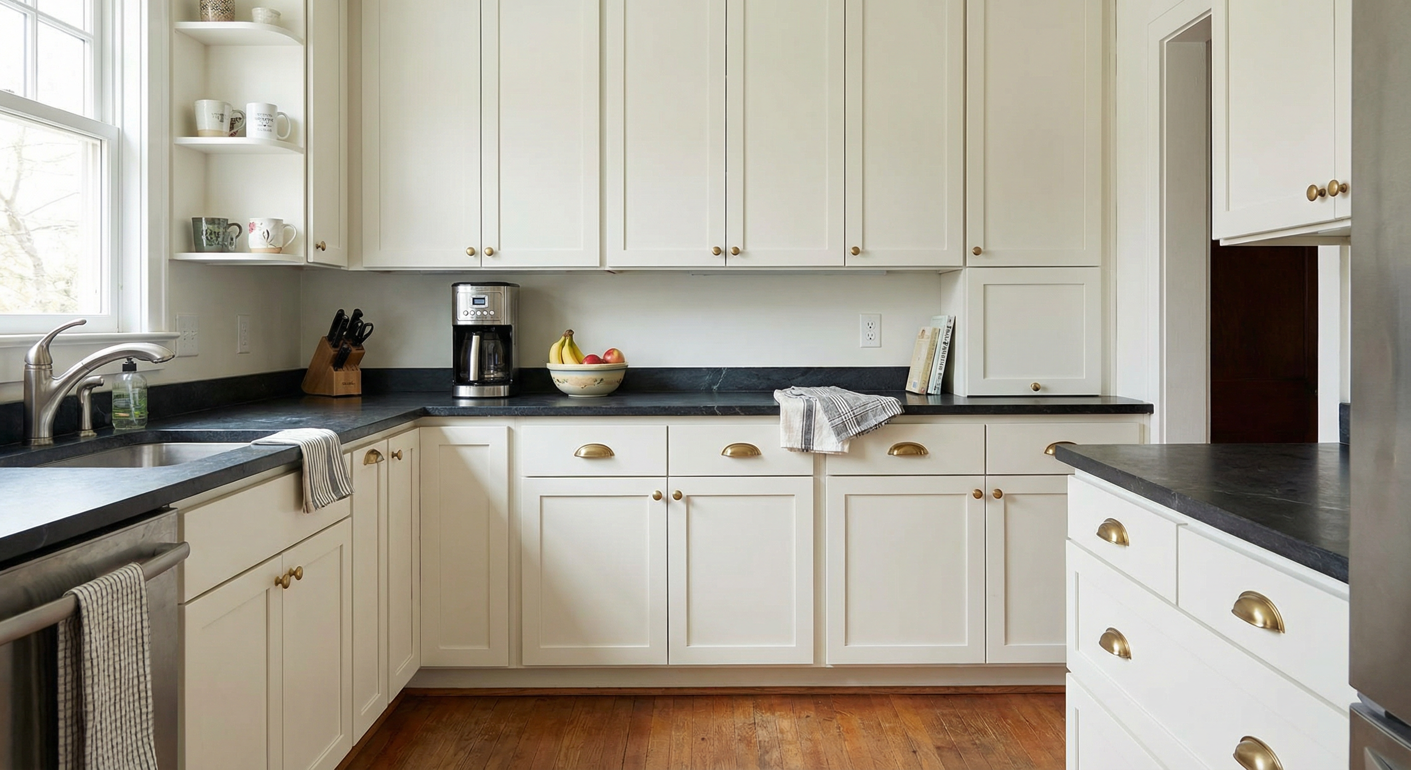 Completed kitchen cabinet painting project in Bethesda MD by HomePro DMV Painters
