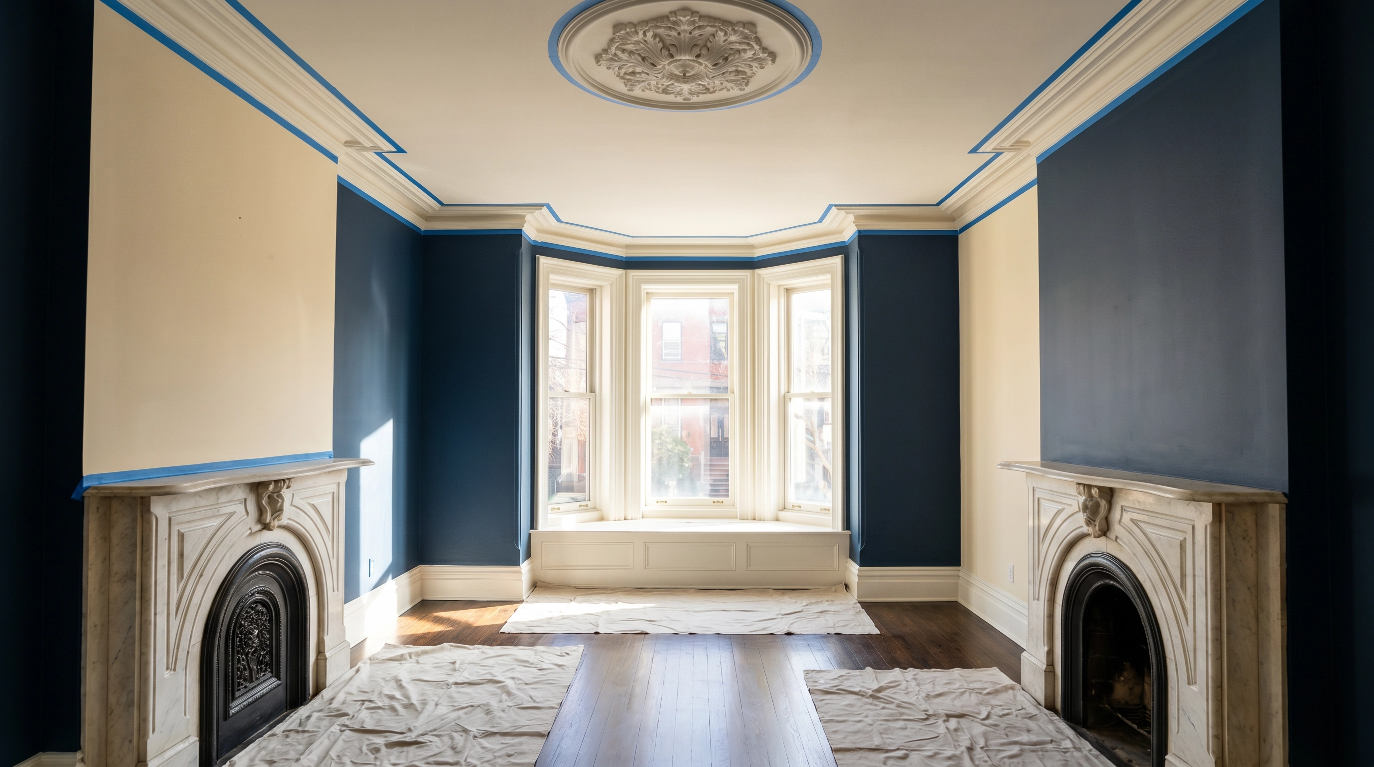 Interior painting of Dupont Circle DC Victorian row house parlor