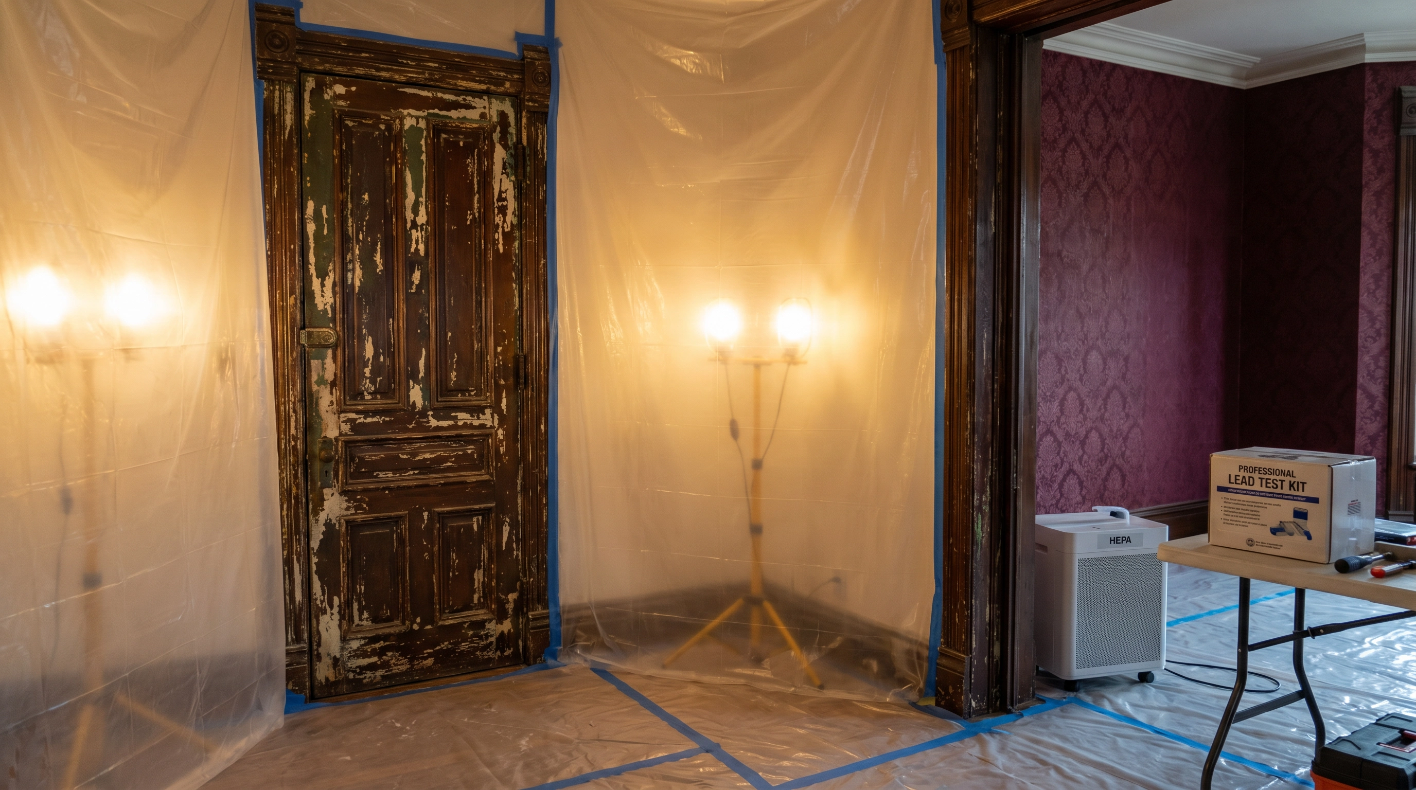 Lead-safe painting preparation in Dupont Circle DC Victorian row house