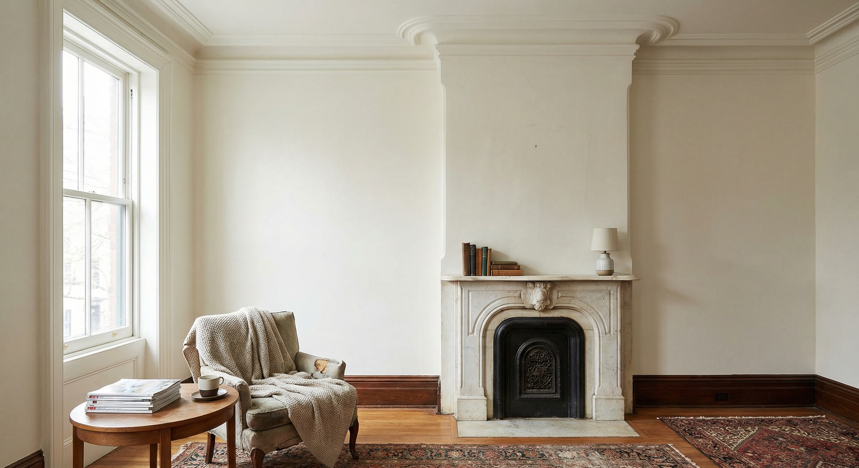 Painters Dupont Circle DC working on Victorian row house interior with plaster walls and ornate
