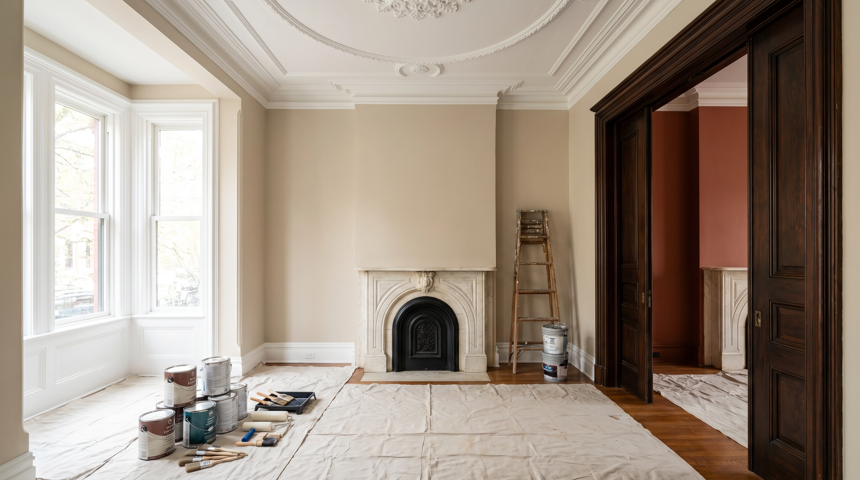Interior painting of Logan Circle DC Victorian row house