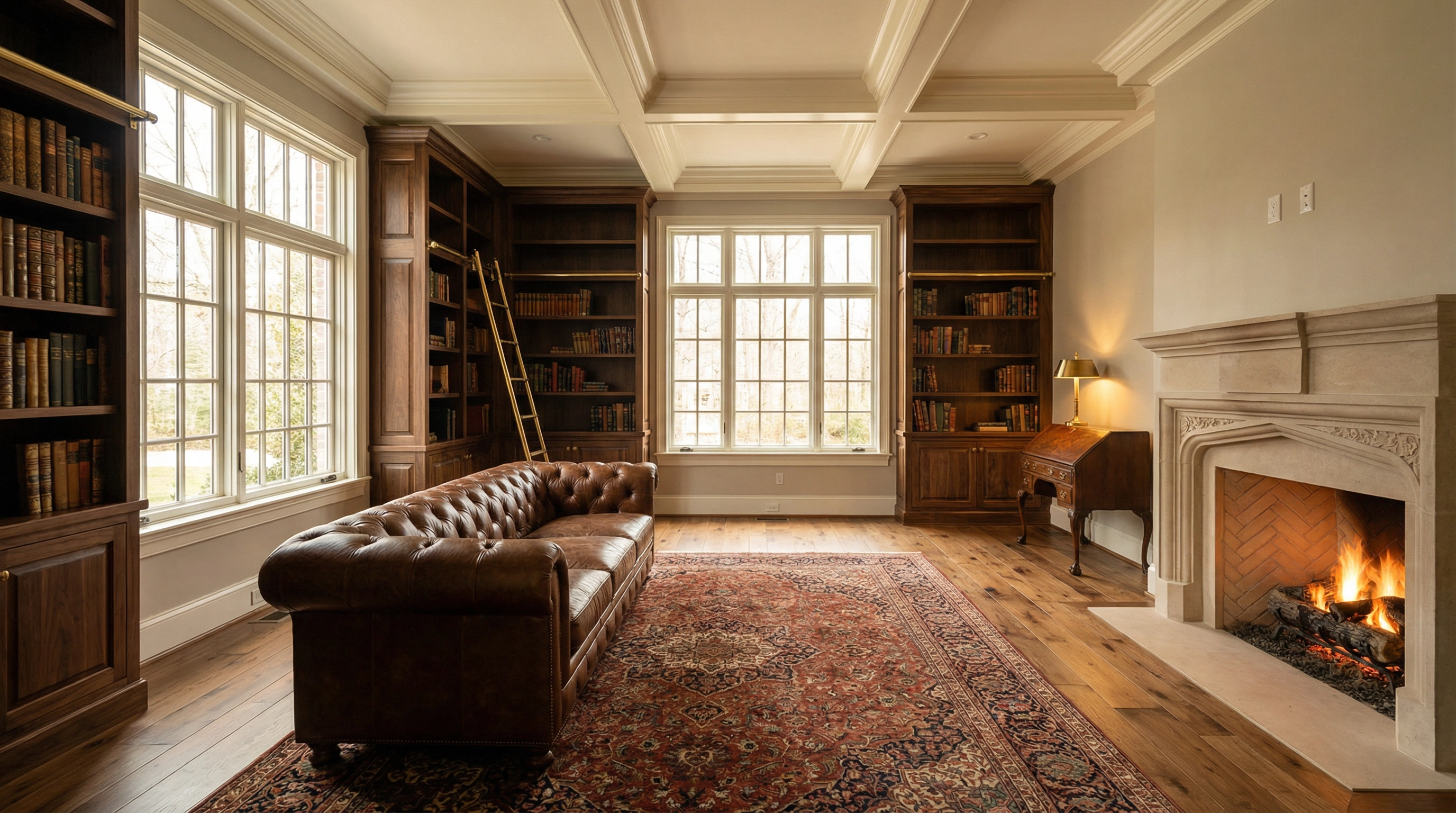 McLean VA Langley Farms estate paneled library
