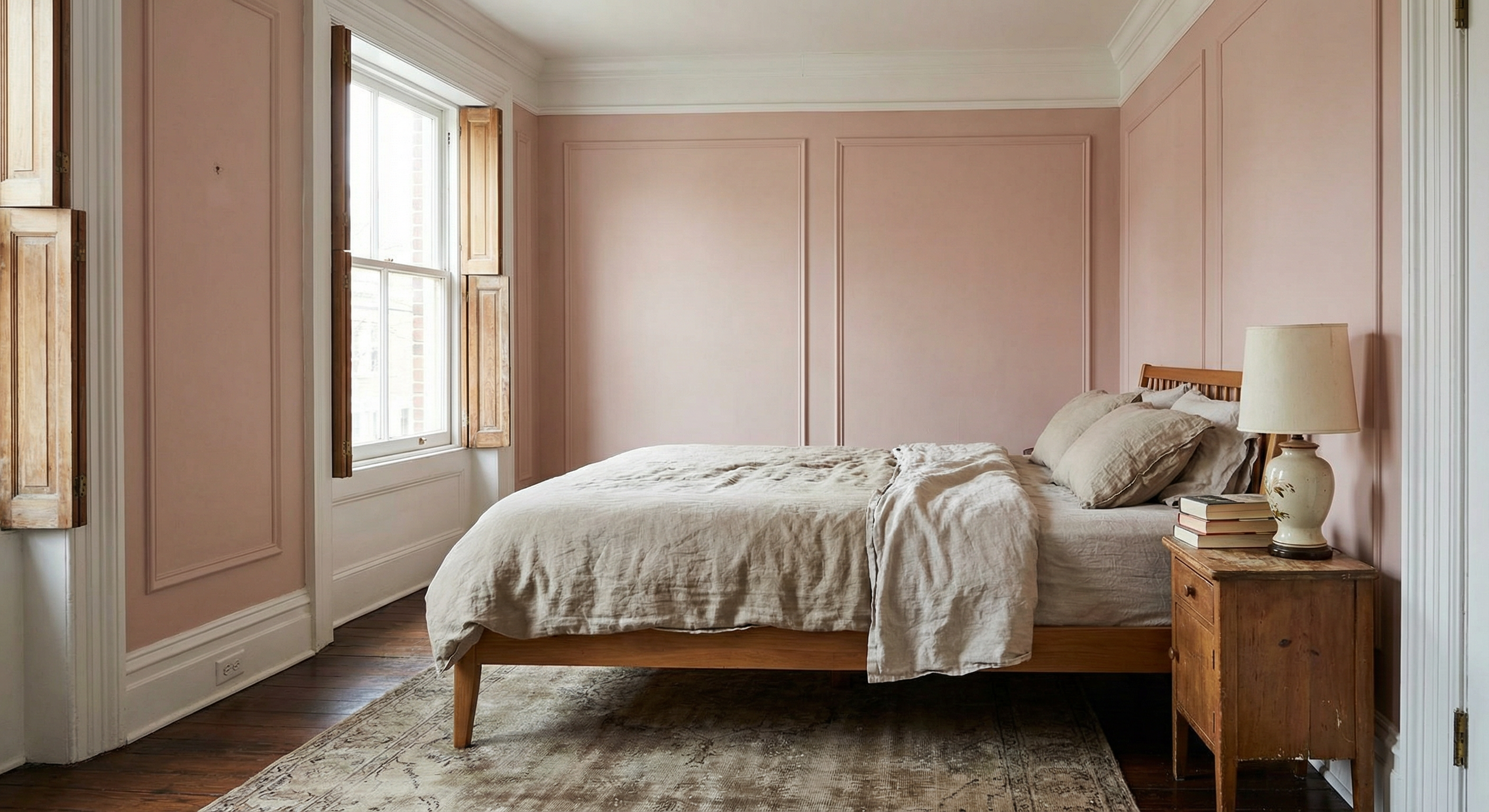 Georgetown DC row house bedroom with picture frame molding freshly painted by HomePro DMV Painters